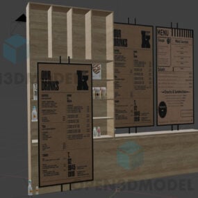 Restaurant Display Cabinet Case With Menu Board 3d model