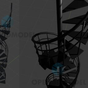 Spiralne schody z czarnego materiału stalowego Model 3D