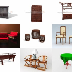 12古董架柜家具免费3D模型 2024年3月 XNUMXd模型
