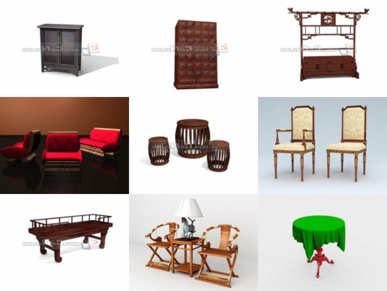 12 antika hyllskåpsmöbler gratis 3D-modeller april 2024