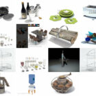 15 bezplatných 3D modelů kuchyňského nábytku, police, sklenice, láhev, duben 2024