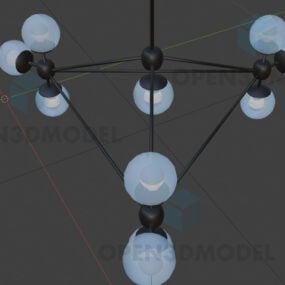 Trójkątny żyrandol z zestawem żarówek Model 3D