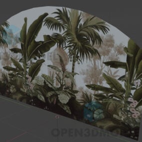 Wanddekoration mit Malerei des Dschungels 3D-Modell