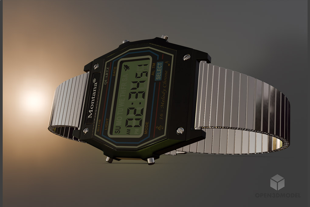 Montana Digital Watch, Casio Watch Free 3d Model - .Blend, .C4d, .Dae ...